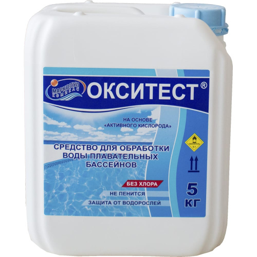 картинка ОКСИТЕСТ, 5л(5,5кг) канистра, жидкое бесхлорное высокоэффективное средство обеззараживания воды от магазина Сантехстрой