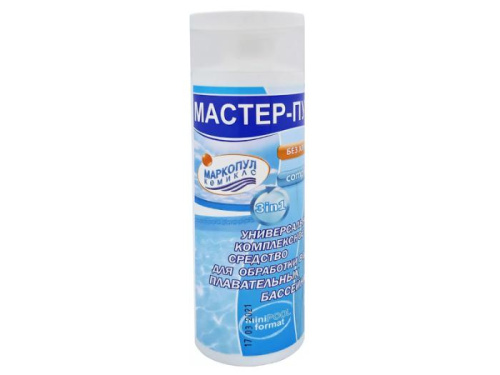 картинка МАСТЕР-ПУЛ, 0,2л флакон, жидкое безхлорное средство 3 в 1 для обеззараживания и очистки воды от магазина Сантехстрой