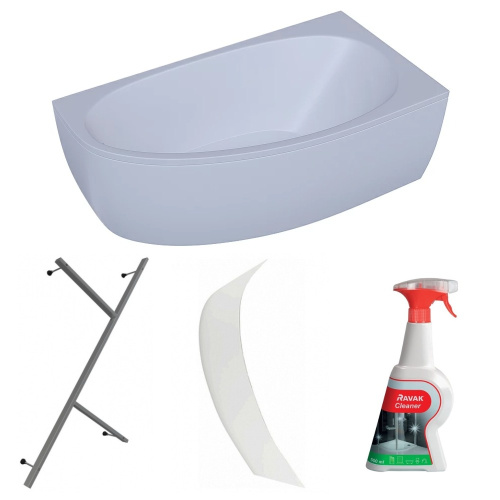 картинка Комплект SAN17 для ванны: ванна Дива 170*90 правая + опорная конструкция + фронтальная панель правая + чистящее средство для ванной Ravak от магазина Сантехстрой