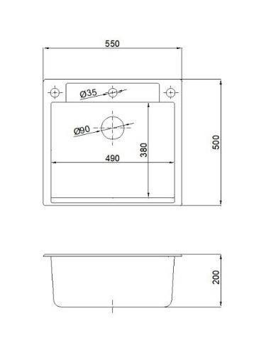 картинка Кухонная мойка прямоугольная 550х500мм Reflexion Cubi RX1555WH, белый от магазина Сантехстрой