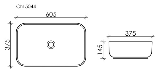 картинка CN5044 Умывальник чаша накладная прямоугольная Element 605*375*145мм от магазина Сантехстрой