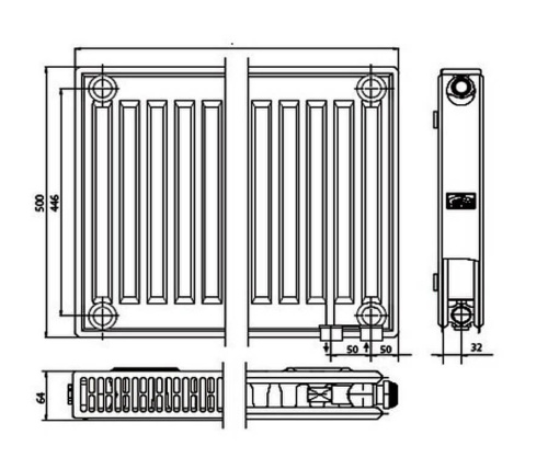 картинка Kermi FTV 12 500x1400 панельный радиатор с нижним подключением от магазина Сантехстрой