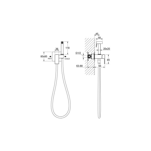 картинка Комплект для гигиенического душа встроенный (смеситель + гигиеническая лейка + шланг) AQUATEK ЛИБРА, хром AQ1022CR от магазина Сантехстрой
