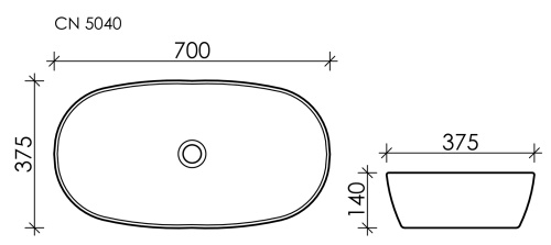картинка CN5040 Умывальник чаша накладная овальная Element 700*375*140мм от магазина Сантехстрой