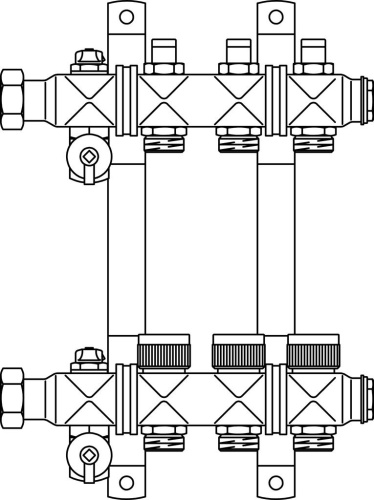картинка Коллектор, 1", Multidis SF 7, выход-3/4" ЕК, нержавеющая сталь, со встроенными регулирующими вставками на подаче (нов.арт. 1405557) от магазина Сантехстрой