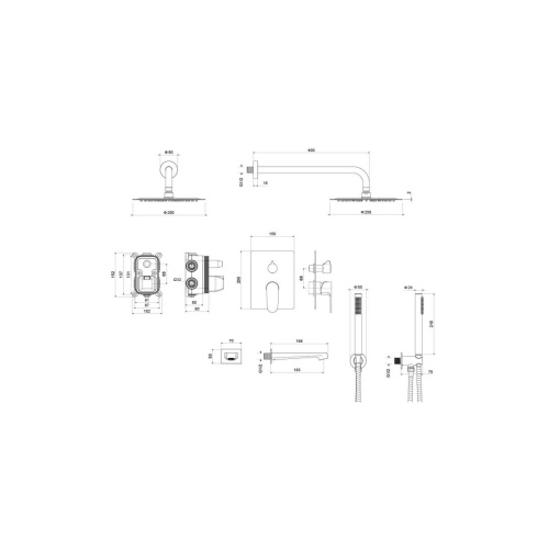 картинка Душевой комплект Set 4 в 1 AQUATEK ОБЕРОН,, матовый черный AQ1273MB от магазина Сантехстрой
