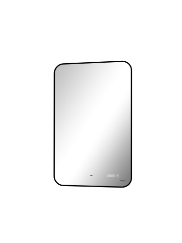 картинка Зеркало Reflection Black View с фоновой подсветкой, бесконтактным сенсором, диммером, часами, черной окантовкой 600х1000 от магазина Сантехстрой