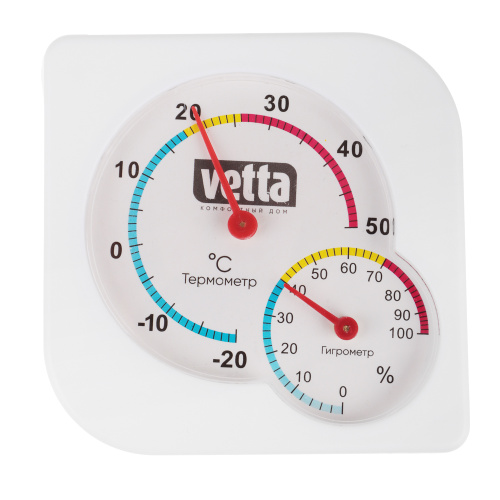 картинка VETTA Термометр мини, измерение влажности воздуха, квадратный, 7,5x7,5см, пластик, блистер от магазина Сантехстрой