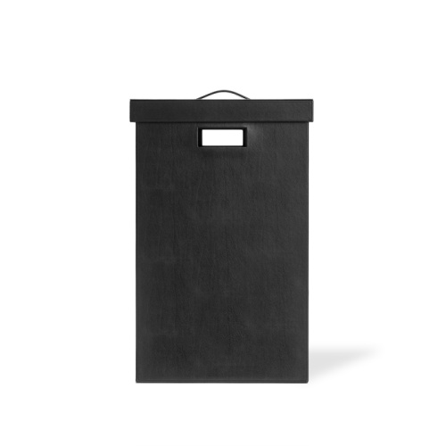 картинка DECOR WALTHER Brownie WB Корзина для белья 38.5x38.5x60.5, с крышкой, цвет: черная кожа от магазина Сантехстрой