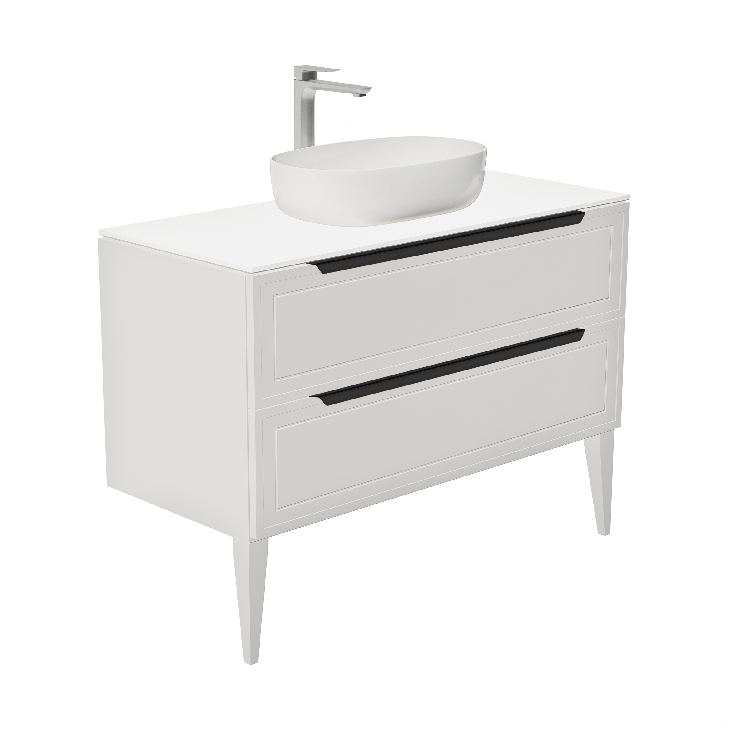 картинка Тумба со столешницей Севилья 100, Белый мат / Столешница компакт-плита, Белая от магазина Сантехстрой