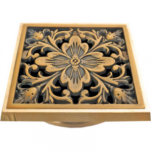 картинка Решетка для трапа Bronze de Luxe Цветок 10x10 21975 Бронза от магазина Сантехстрой