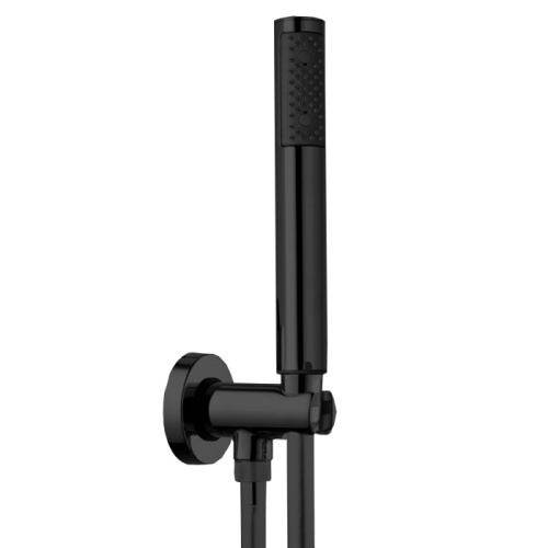 картинка BOSSINI ZEN Душевой комплект с ручным душем, держателем с подводом воды и шлангом 1500 мм., цвет черный матовый от магазина Сантехстрой