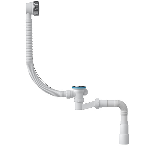 картинка Сифон для ванн BathMaster полуавтомат с переливом и гибкой трубой (1 1/2"- Ø40/50) от магазина Сантехстрой