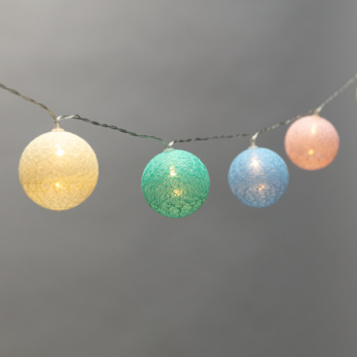 картинка Тайские фонарики Пудра 1,5 м,  прозрачный ПВХ,  10 LED,  теплый белый,  питание 2 х АА (батарейки не в комплекте) от магазина Сантехстрой