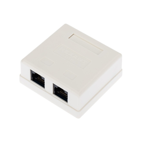 картинка Розетка компьютерная внешняя,  2-порта UTP RJ-45 (8P8C),  CAT 6 REXANT от магазина Сантехстрой