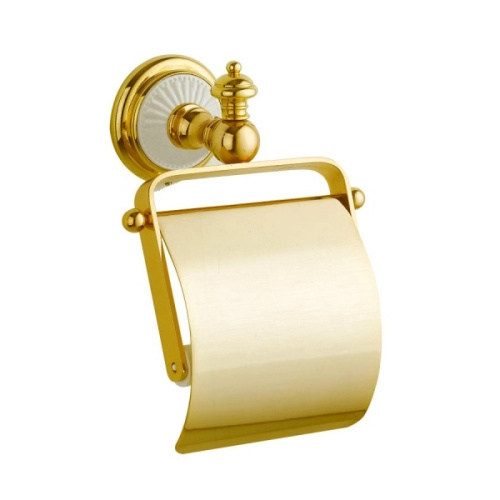 картинка Держатель туалетной бумаги Boheme Palazzo Bianco 10101 с крышкой Золото от магазина Сантехстрой