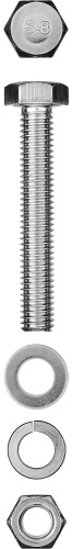 картинка Болт (DIN933) в комплекте с гайкой (DIN934), шайбой (DIN125), шайбой пруж. (DIN127), M10 x 50 мм, 2 шт, ЗУБР от магазина Сантехстрой