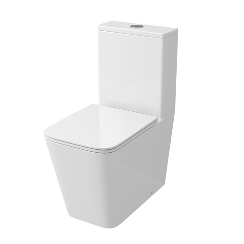 картинка Унитаз напольный Grossman GR-4418SQ (610х365х825) безободковый,белый с тонкой крышкой,микролифт,смыв торнадо,2 места от магазина Сантехстрой