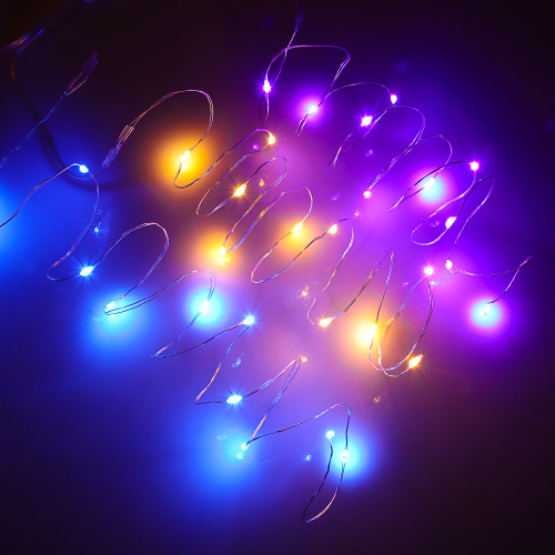 картинка Гирлянда уличная нить росы 1 м СНОУ БУМ, 10 LED ламп, мятное свечение, фиолетовое свечение, свечение шампань, 2xCR2033 от магазина Сантехстрой