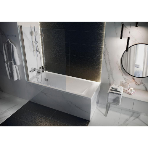 картинка Душевое ограждение Roca Capital складная шторка для ванны с фиксированной панелью 115x140, хром (M4111512M) от магазина Сантехстрой