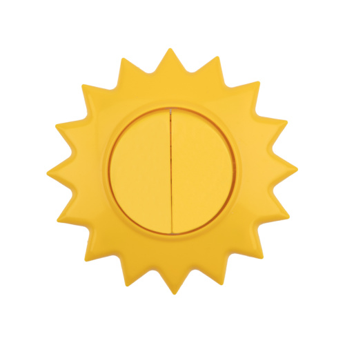 картинка Выключатель двухклавишный KRANZ HAPPY Солнце скрытой установки,  желтый от магазина Сантехстрой