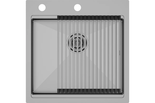 картинка Мойка нерж. сталь Paulmark KRONER-PRO + ролл-мат PRO в цвет мойки PM705151-BS+R405-BS от магазина Сантехстрой