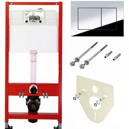 картинка TECE комплект (4в1): инсталяция TECEBase, шпильки к стене, звукоизоляция 9200010 и клавиша 9240401 (TECEnow хром) от магазина Сантехстрой