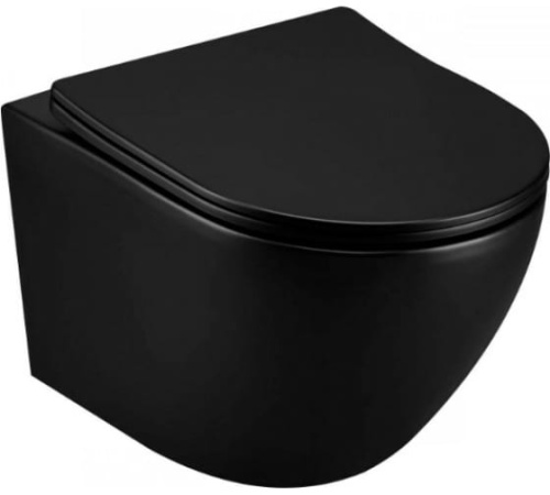 картинка Чаша унитаза подвесного, безободкового, цвет чёрный матовый ART&MAX OVALE AM011CHR-MB от магазина Сантехстрой