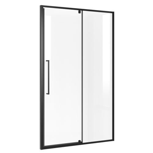 картинка Дверь в нишу NG-85-12AB (120*195) черный матовый, стекло прозрачное, 1 место от магазина Сантехстрой
