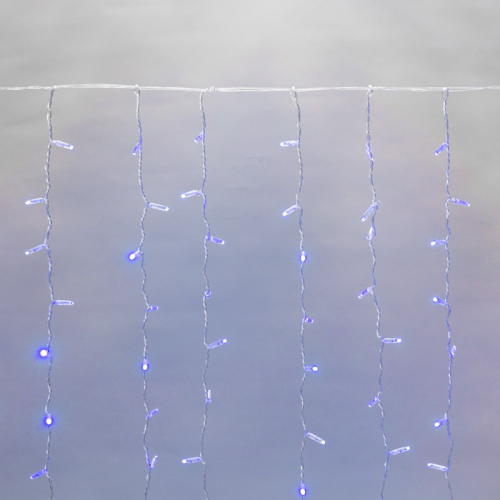 картинка Гирлянда светодиодная Занавес (Дождь),  2х3м,  448 LED СИНИЙ,  прозрачный ПВХ,  IP65, постоянное свечение,  230В,  соединяется (нужен шнур питания 303-500-1) от магазина Сантехстрой