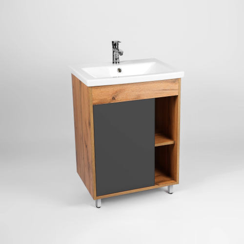 картинка Тумба VIANT "Бостон" COMO 70 1 ств графит 425х655х820 (VBOS70COG-T1ST) от магазина Сантехстрой