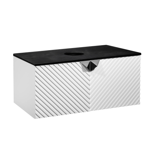 картинка Тумба RUNO Андорра 85 белый матовый чёрный подвесная под накладной умывальник (00-00002018) от магазина Сантехстрой