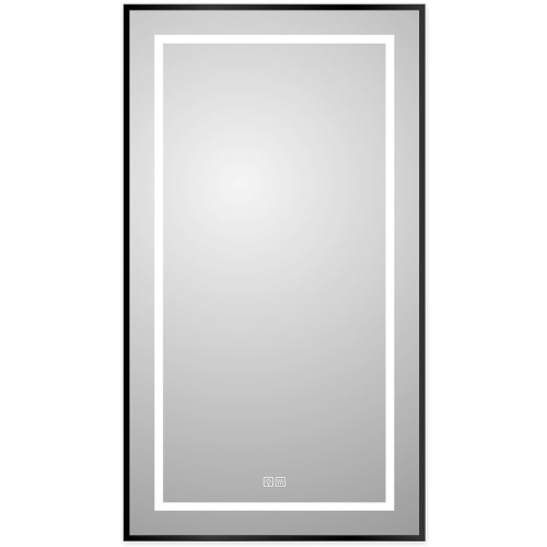 картинка Зеркало BelBagno Kraft 50 SPC-KRAFT-500-900-LED-TCH-WARM-NERO с подсветкой Черное с сенсорным выключателем и подогревом от магазина Сантехстрой