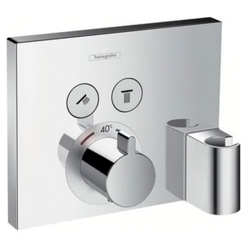 фотография hg showerselect встраиваемый термостат для душа, 2 источника с кнопками вкл/выкл.,держ для душа (внешняя часть), цвет: хром