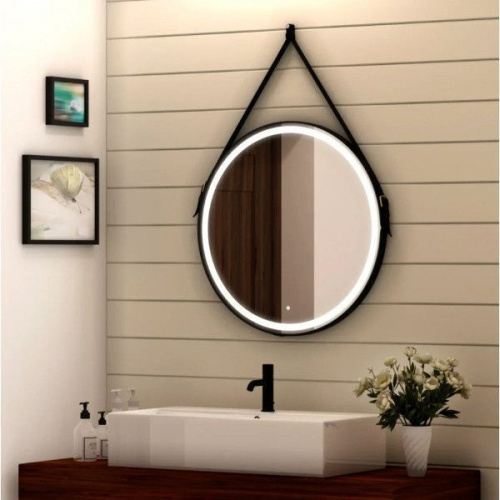 картинка Зеркало с подсветкой ART&MAX Milan AM-Mil-650-DS-F-Nero 65х65 см, черный от магазина Сантехстрой
