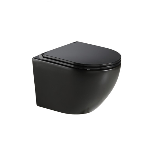 картинка Унитаз подвесной Azario Grado 490х370х360 безободковый с сиденьем микролифт, черный матовый (AZ-0046-MB) от магазина Сантехстрой