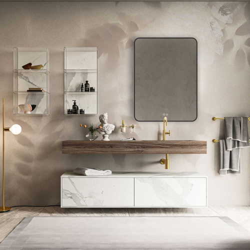 картинка Зеркало LED VLM-3VC600B-2 600×800 c сенсорным выключателем и диммером, с функцией антизапотевания от магазина Сантехстрой