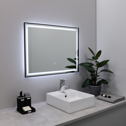 картинка Зеркало FIXSEN с подсветкой LED прямоугольное 80х60 см черное (FX-2080B) от магазина Сантехстрой