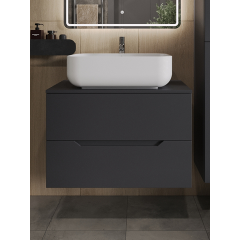 картинка Тумба с раковиной подвесная Orange Line Li-80TugMDF+B03-600W 80 см, графит/белый от магазина Сантехстрой