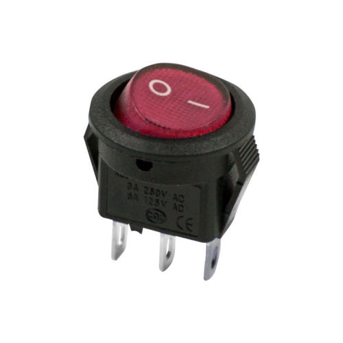 картинка Выключатель клавишный круглый 250V 3А (2с) ON-OFF красный Micro (RWB-105, SC-214) REXANT от магазина Сантехстрой