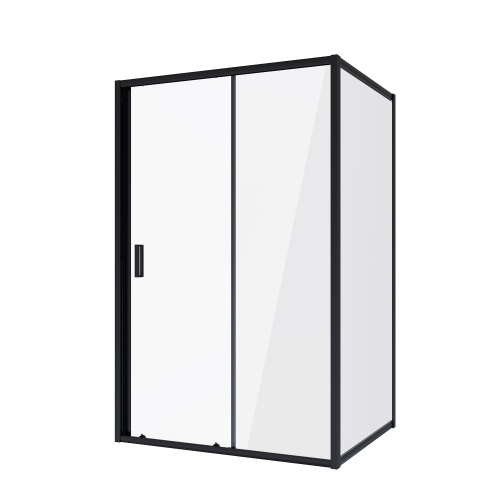 картинка Душевое ограждение Niagara Nova NG-82-13AB-A80B (130х80х195) прямоугольник,черный, дверь раздвижная,стекло прозрачное,2 места от магазина Сантехстрой