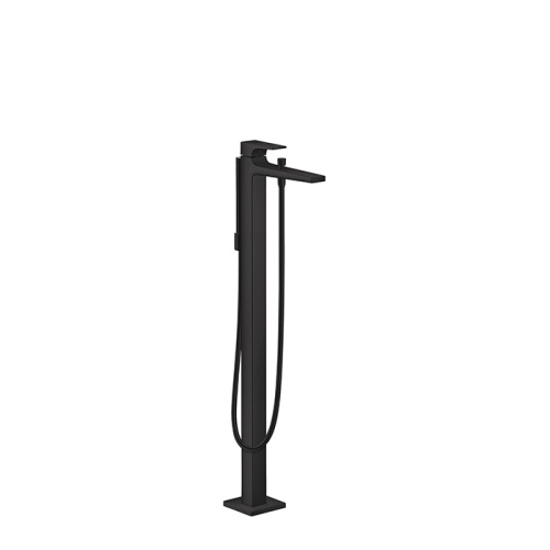 изображение hg metropol смеситель для ванны, на 1 отв, напольный, с ручным душем, излив 235мм, цвет: черный матовый (без встройки)
