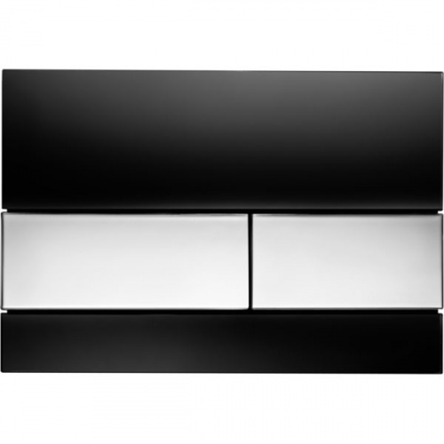 картинка TECEsquare, панель смыва с двумя клавишами стеклянная, цвет: стекло черное, клавиши хром глянцевый от магазина Сантехстрой