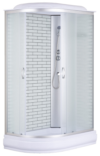 картинка Душевая кабина Loranto 120х80х215 поддон 20 см, белый кирпичный узор, стекло 4 мм, профиль хром (CS-66120-20R FW 120) от магазина Сантехстрой