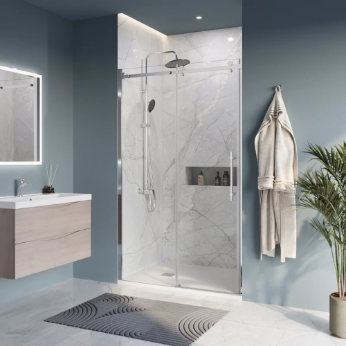 картинка Душевая дверь BelBagno Marino MARINO-BF-1-110-C-Cr 110 см, профиль хром, стекло прозрачное от магазина Сантехстрой