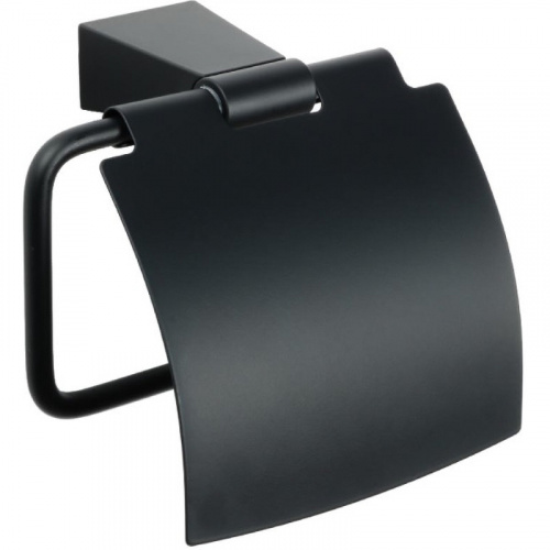 картинка Держатель туалетной бумаги Fixsen Trend FX-97810 с крышкой Черный матовый от магазина Сантехстрой