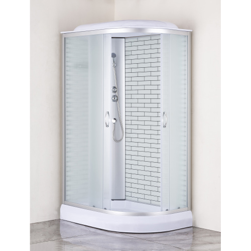 картинка Душевая кабина Loranto 120х80х215 левосторонняя, поддон 13см, белый кирпичный узор, матовое стекло 4мм, профиль хром (CS6612013LFW120) от магазина Сантехстрой