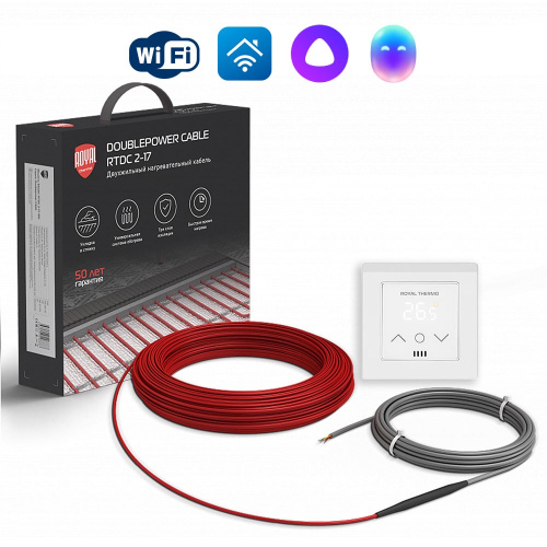картинка Кабель нагревательный Royal Thermo RTDC 2-17-1200 с терморегулятором RTS-16 от магазина Сантехстрой