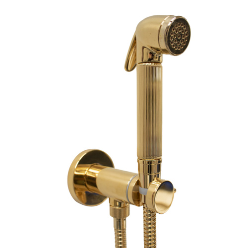 картинка BOSSINI NIKITA Гигиенический душ с прогрессивным смесителем, лейка металлическая, шланг металлический, цвет золото от магазина Сантехстрой