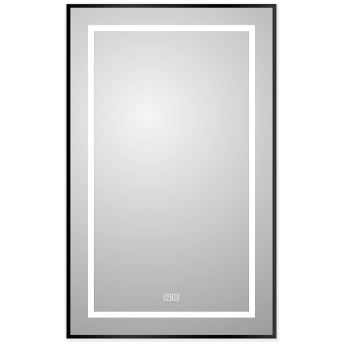 картинка Зеркало BelBagno Kraft 50 SPC-KRAFT-500-800-LED-TCH-WARM-NERO с подсветкой Черное с сенсорным выключателем и подогревом от магазина Сантехстрой
